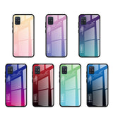 Tampa durável de vidro gradiente com parte traseira de vidro temperado Samsung Galaxy A51 preto-azul