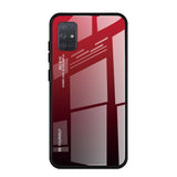 Tampa durável de vidro gradiente com parte traseira de vidro temperado Samsung Galaxy A71 preto-vermelho