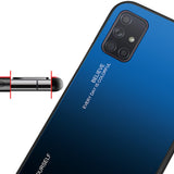 Tampa durável de vidro gradiente com parte traseira de vidro temperado Samsung Galaxy A71 preto-azul