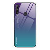 Tampa durável de vidro gradiente com parte traseira de vidro temperado Huawei P40 Lite E verde-roxo