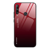 Tampa durável de vidro gradiente com parte traseira de vidro temperado Huawei P40 Lite E preto-vermelho