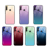 Tampa durável de vidro gradiente com parte traseira de vidro temperado Huawei P40 Lite E preto-vermelho