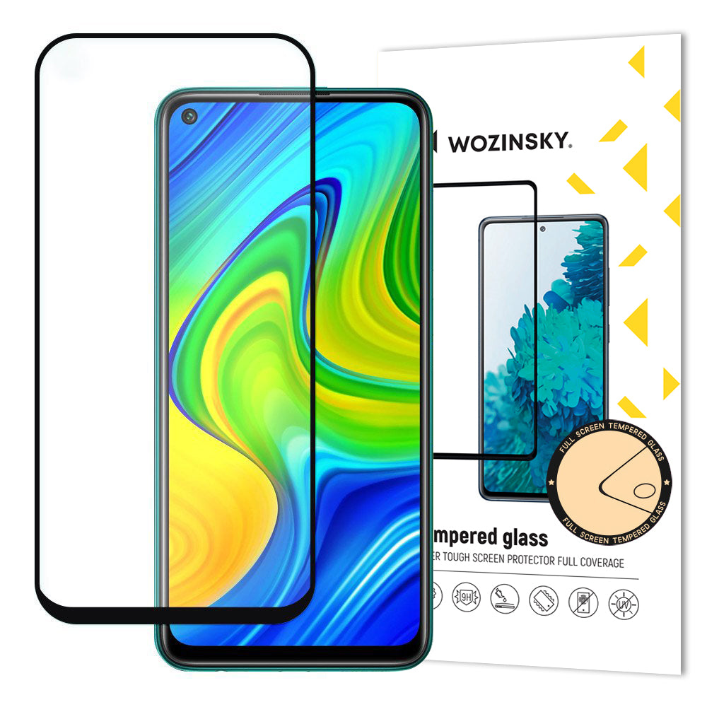 Wozinsky Vidro Temperado Cola Completa Protetor de Tela Super Resistente Totalmente Coberto com Caixa de Armação para Xiaomi Redmi 10X 4G  -  Xiaomi Redmi Note 9 preto