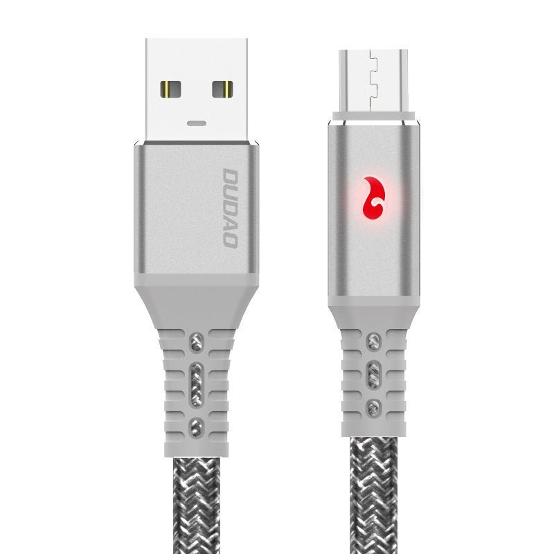 Dudao USB - cabo micro USB 1 m 3 A com LED indicador de carga cinza (L7xM Micro)