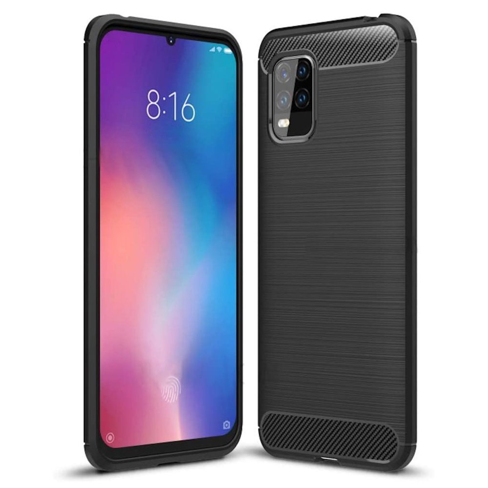Capa carbono Capa flexível de TPU para Xiaomi Mi 10 Lite preto