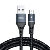 Remax Durable Nylon Braided Wire USB - cabo micro USB com luz LED 24 A 1 m preto (RC-152m preto)