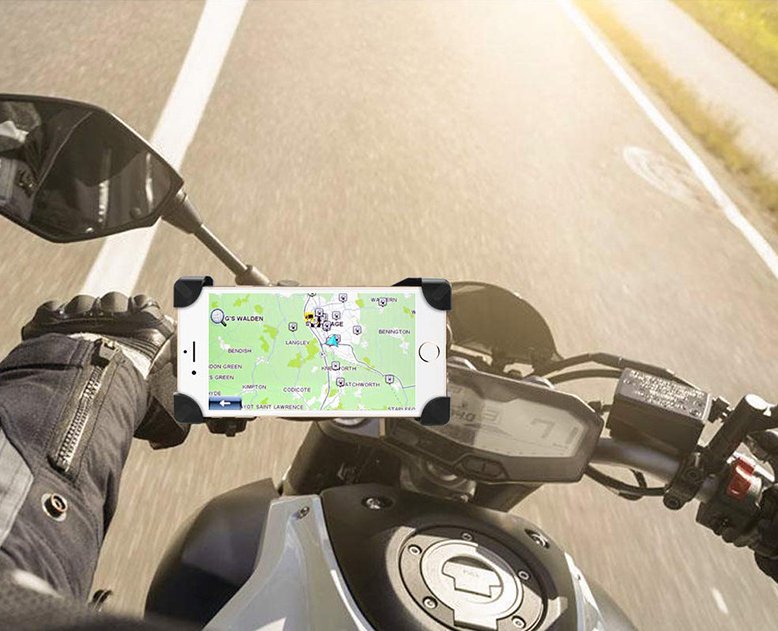 Suporte ajustável de suporte de bicicleta para telefone para espelho retrovisor preto