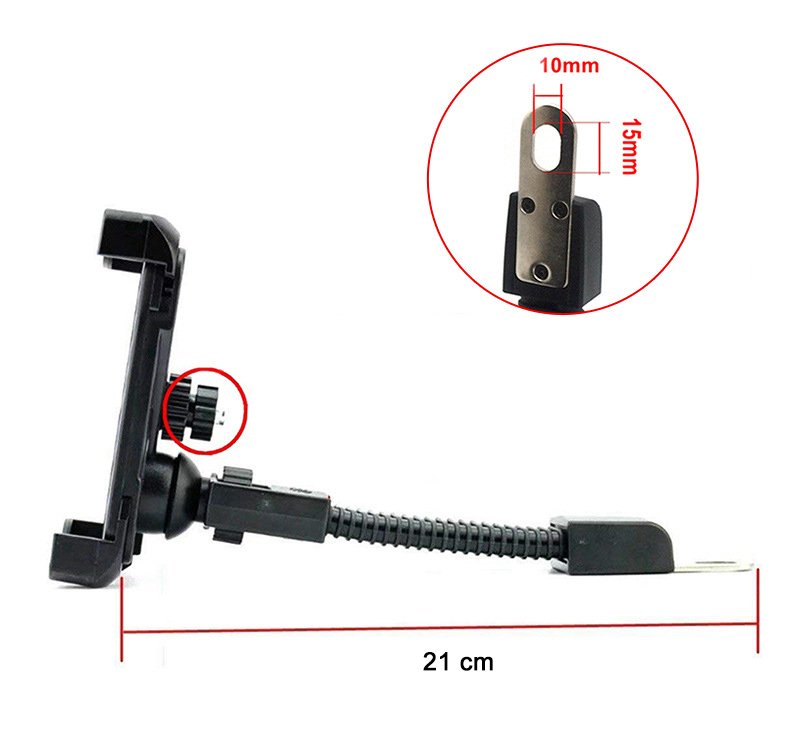 Suporte ajustável de suporte de bicicleta para telefone para espelho retrovisor preto