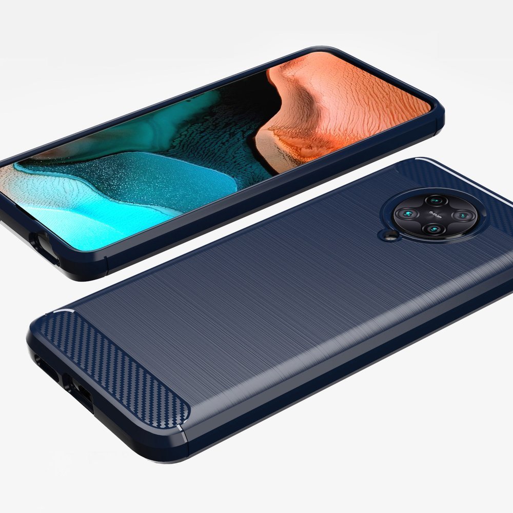 Capa carbono Capa flexível de TPU para Xiaomi Redmi K30 Pro  -  Poco F2 Pro azul