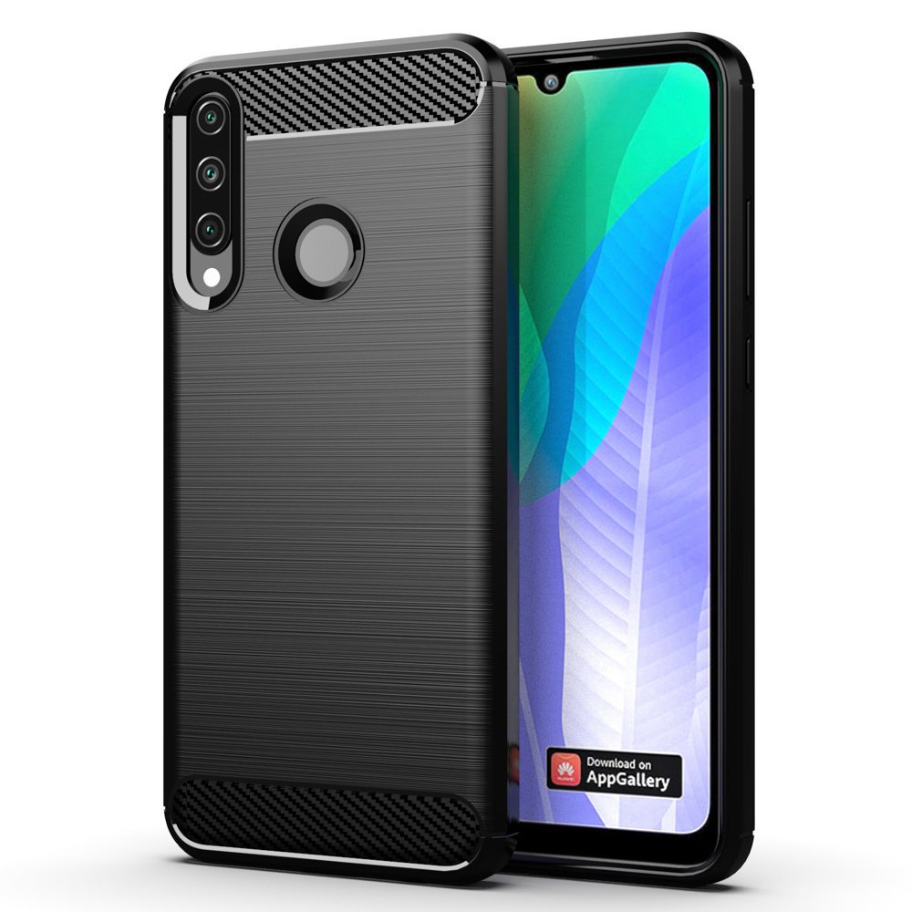 Capa carbono Capa flexível TPU para Huawei Y6p preta