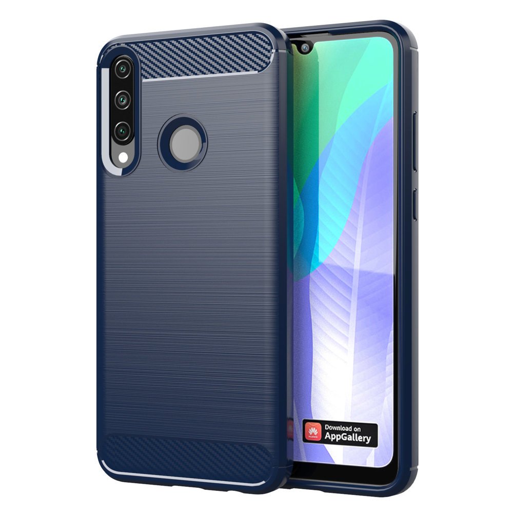 Capa carbono Capa flexível de TPU para Huawei Y6p azul