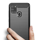 Capa carbono Capa flexível de TPU para Samsung Galaxy A21S azul