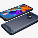 Capa carbono Capa flexível de TPU para Samsung Galaxy A21S azul