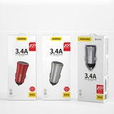 Carregador universal inteligente para carro Dudao 34A 2x USB vermelho (R6S vermelho)