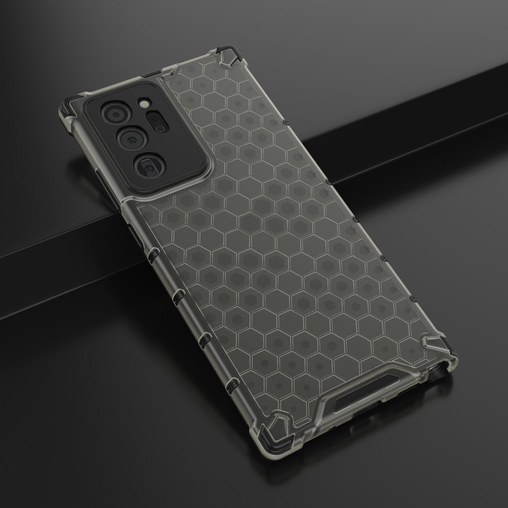 Capa de armadura de favo de mel com pára-choque de TPU para Samsung Galaxy Note 20 preto