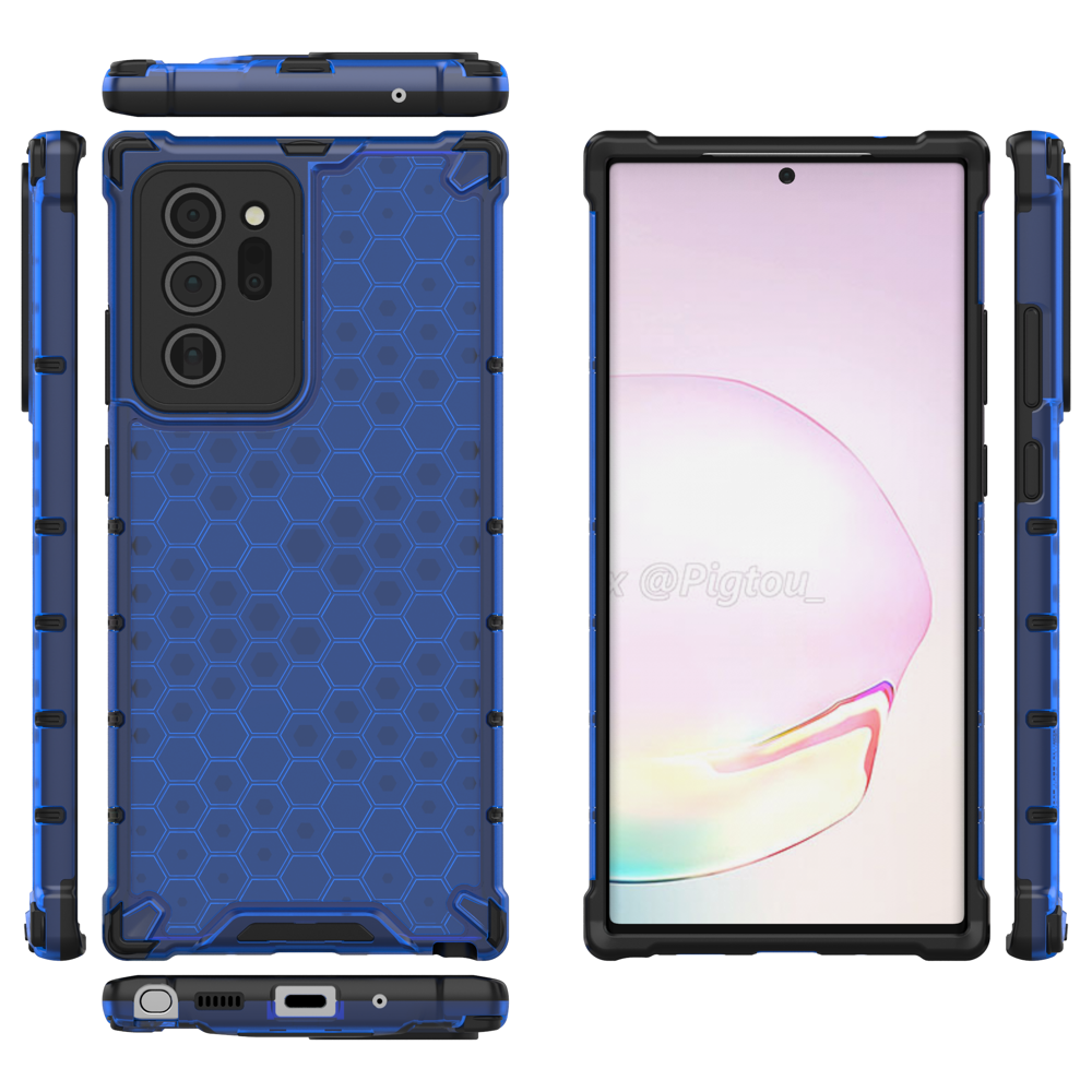 Capa de armadura de favo de mel com pára-choque de TPU para Samsung Galaxy Note 20 azul