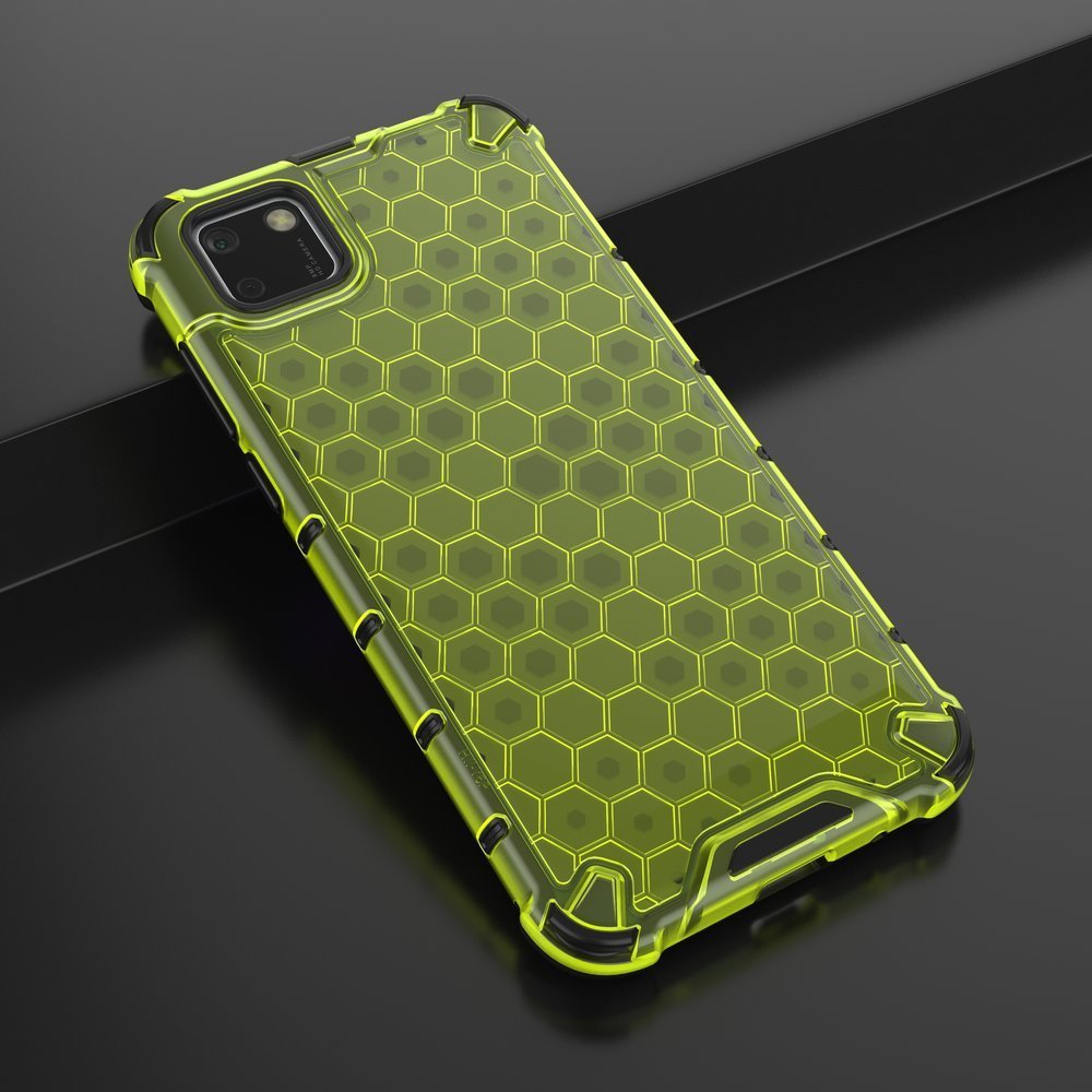 Capa de armadura de favo de mel com pára-choque de TPU para Huawei Y5p verde