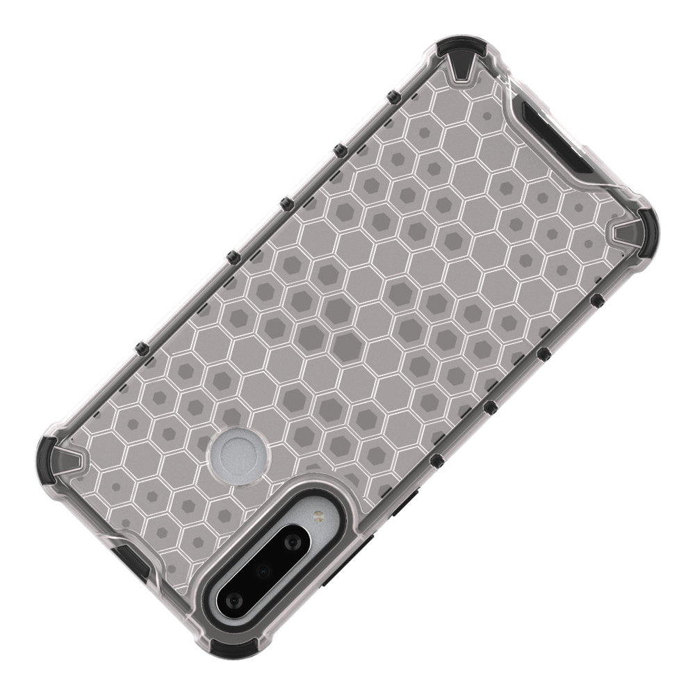 Capa de armadura de favo de mel com pára-choque de TPU para Huawei Y6p preto