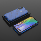 Capa de armadura de favo de mel com pára-choque de TPU para Huawei Y6p azul