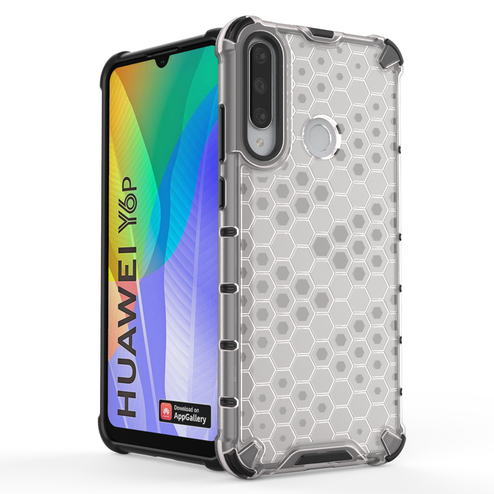 Capa de armadura de favo de mel com pára-choque de TPU para Huawei Y6p azul