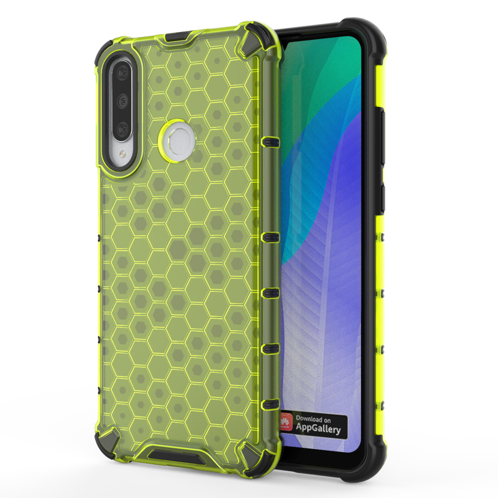 Capa de armadura de favo de mel com pára-choque de TPU para Huawei Y6p verde