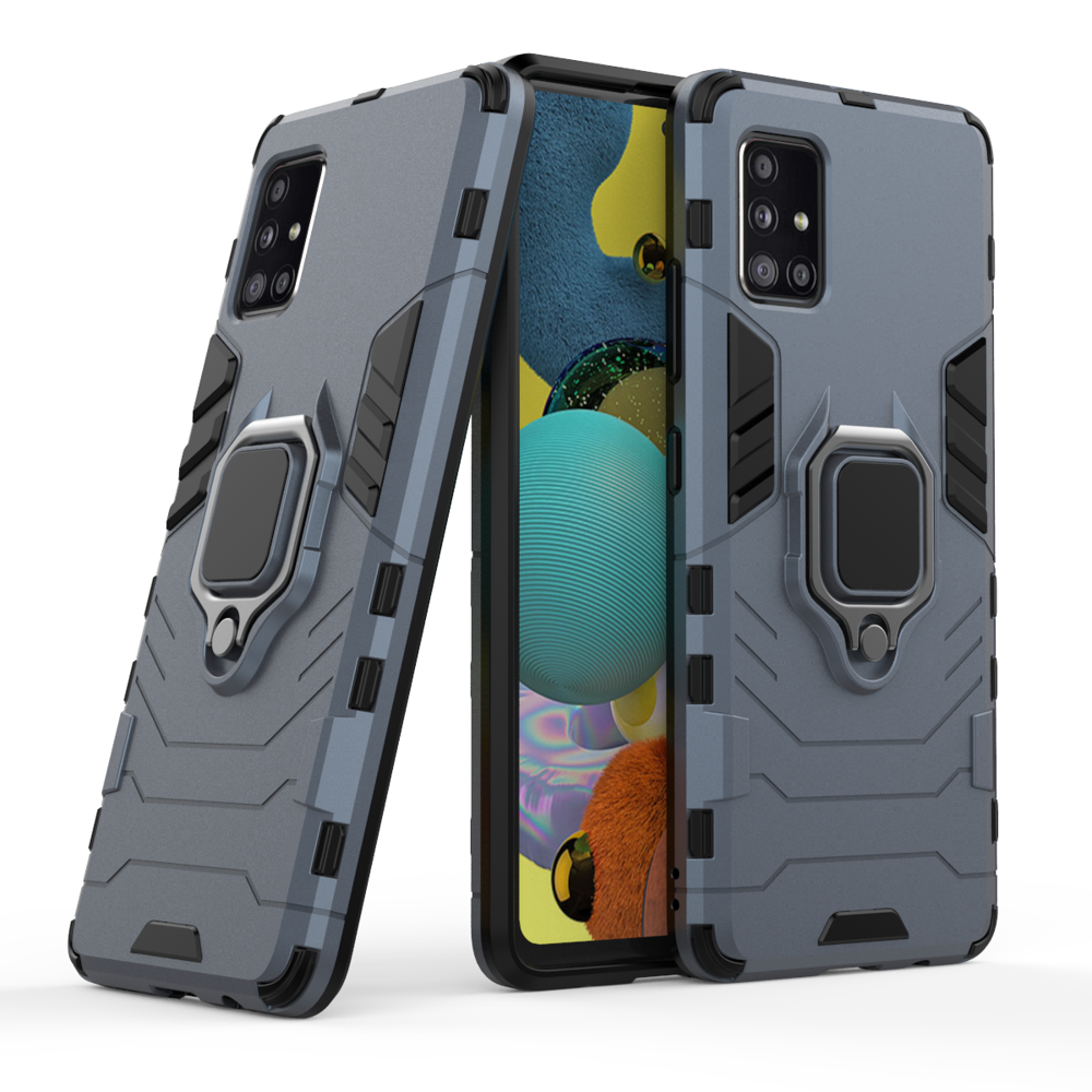 Ring Armor Case Kickstand Capa resistente e resistente para Samsung Galaxy A51 5G azul