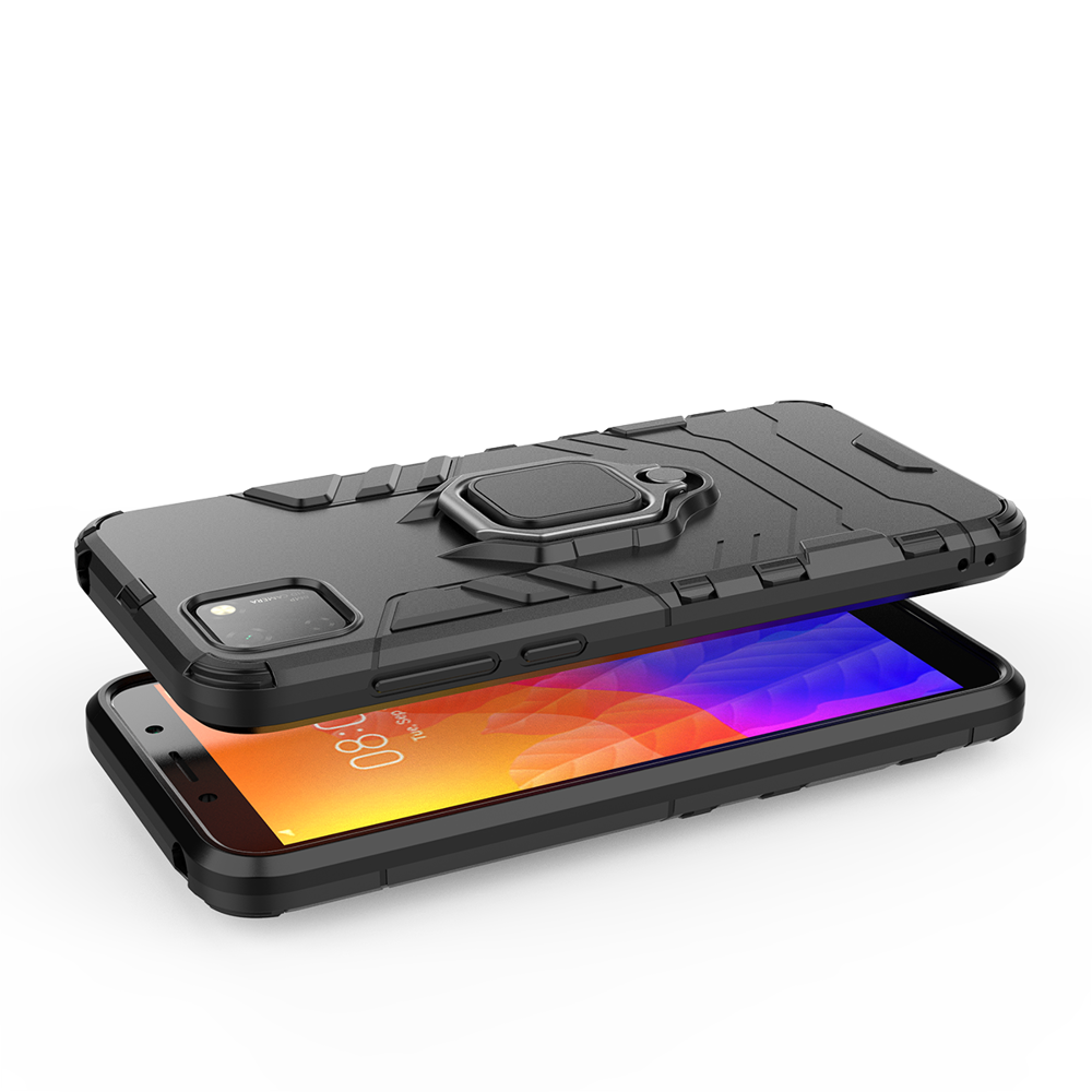 Ring Armor Case Kickstand Capa resistente e resistente para Huawei Y5p preto