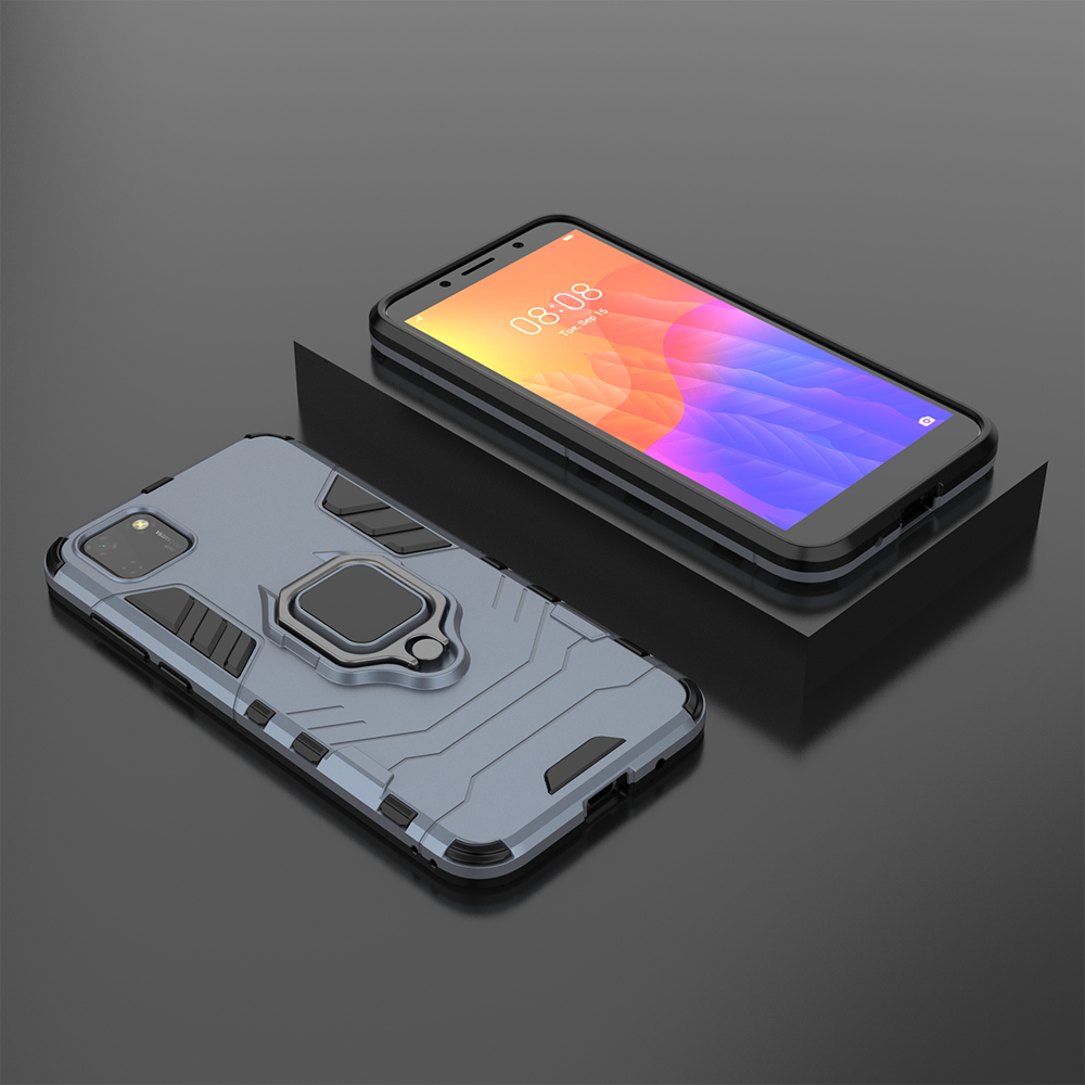 Ring Armor Case Kickstand Capa resistente e resistente para Huawei Y5p azul