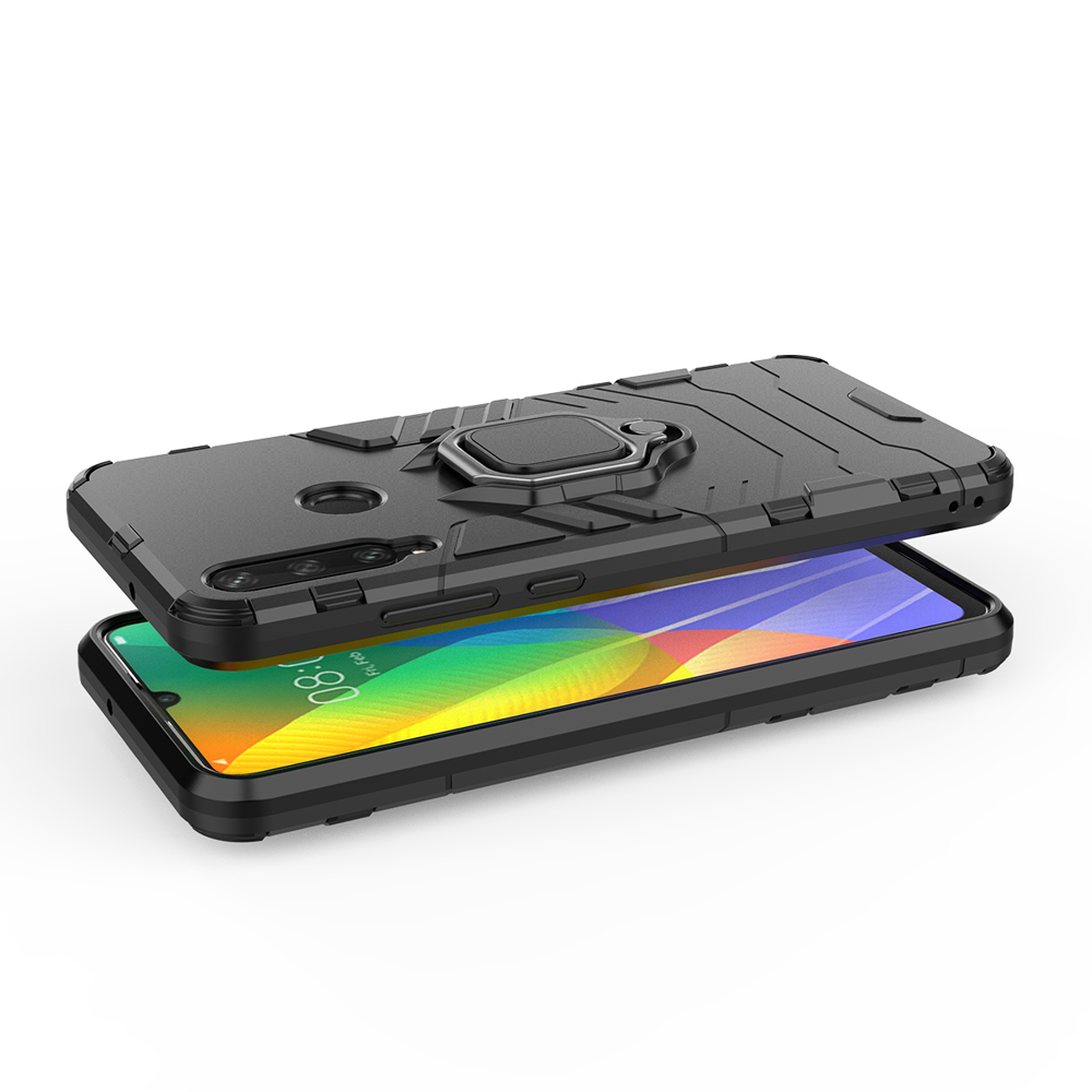 Ring Armor Case Kickstand Capa resistente e resistente para Huawei Y6p azul