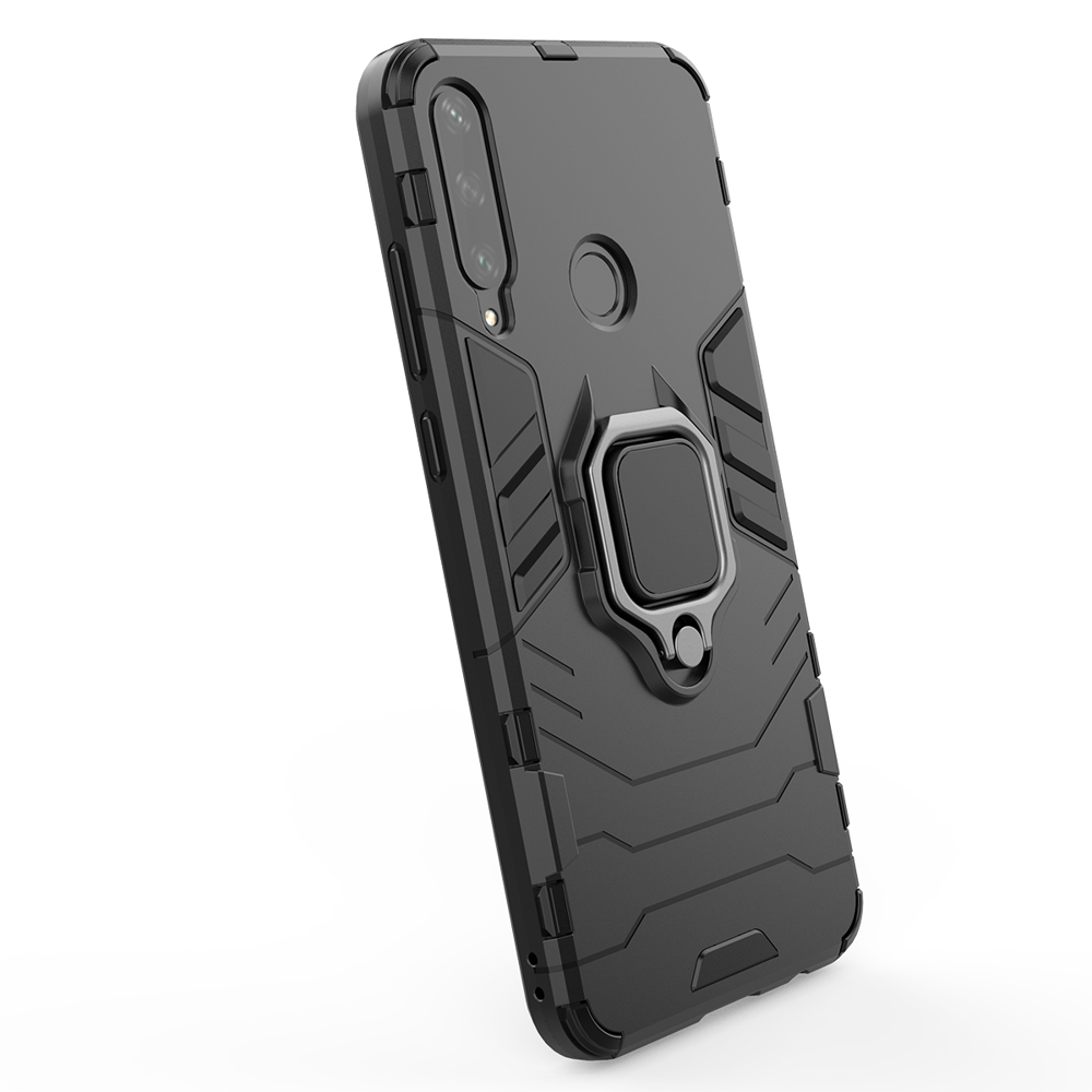 Ring Armor Case Kickstand Capa resistente e resistente para Huawei Y6p azul