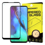 Wozinsky vidro temperado cola total protetor de tela super resistente totalmente coberto com moldura amigável para Motorola Moto G Pro  -  Moto G8 Power preto
