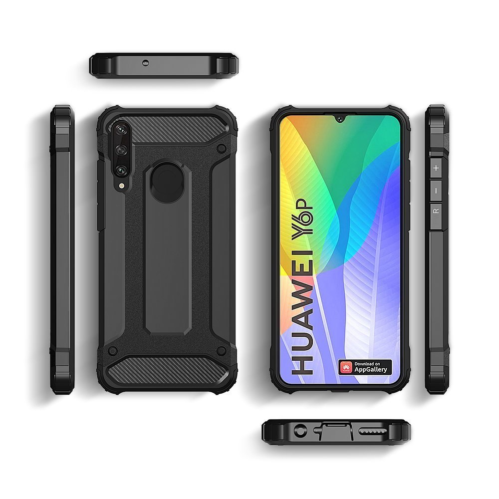 Capa Hybrid Armor Capa resistente e resistente para Huawei Y6p preta