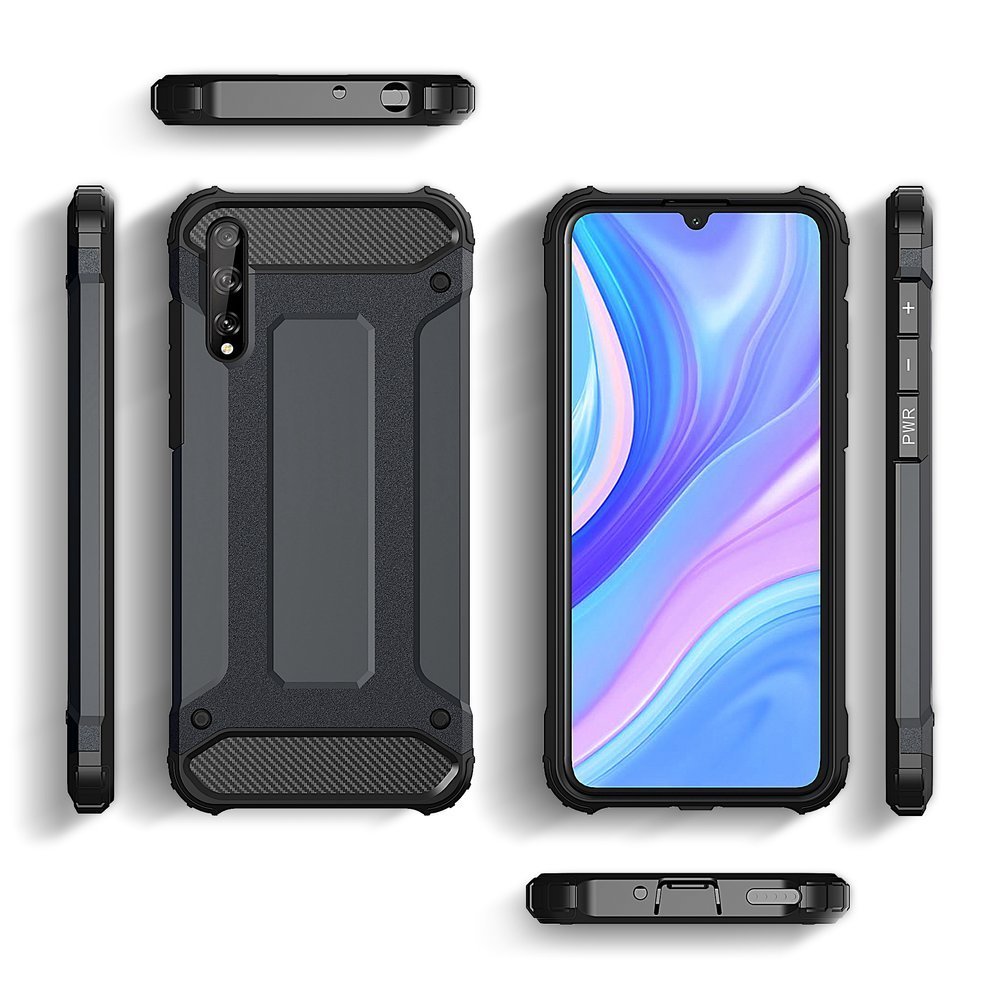 Capa Hybrid Armor Capa resistente e resistente para Huawei P Smart S  -  Y8p preta