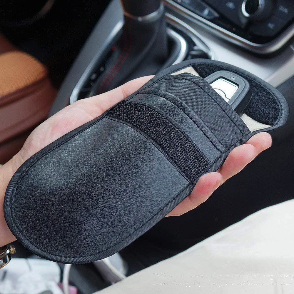 Caixa de bloqueio de sinal vertical Caixa Faraday de bloqueio de rádio para chaves do carro 14 cm x 10 cm preta