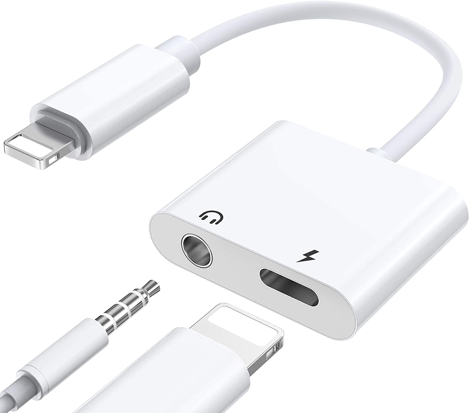Adaptador Lightning 2 em 1 para Jack e Lightning Femea