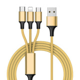 3 em 1 Nylon trançado USB - micro USB  -  Lightning  -  cabo USB-C 2 A 1 m ouro