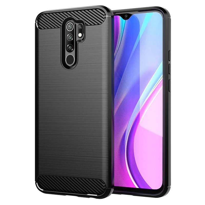 Capa carbono Capa flexível de TPU para Xiaomi Redmi 9 preto