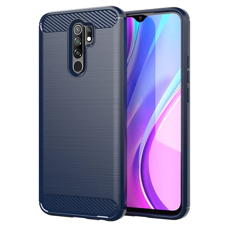 Capa carbono Capa flexível de TPU para Xiaomi Redmi 9 azul