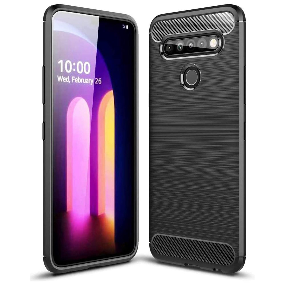 Capa carbono Capa flexível de TPU para LG K51S preta