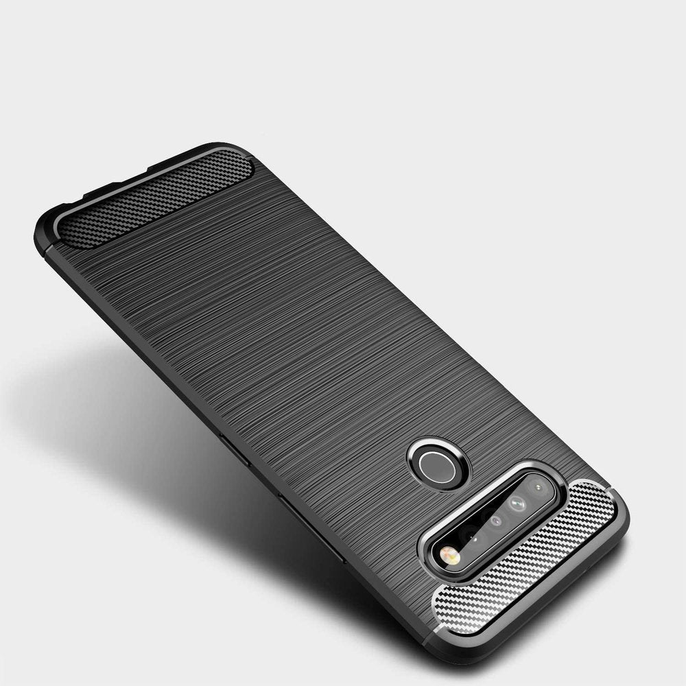 Capa carbono Capa flexível de TPU para LG K51S preta