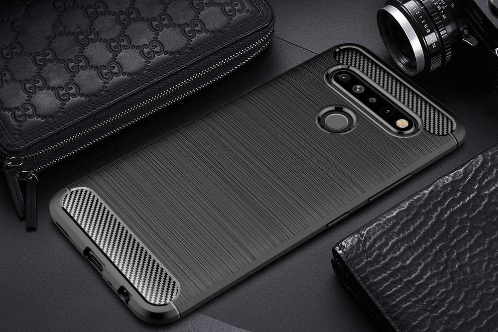 Capa carbono Capa flexível TPU para LG K61 preta