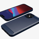 Capa carbono Capa flexível de TPU para iPhone 12 mini azul