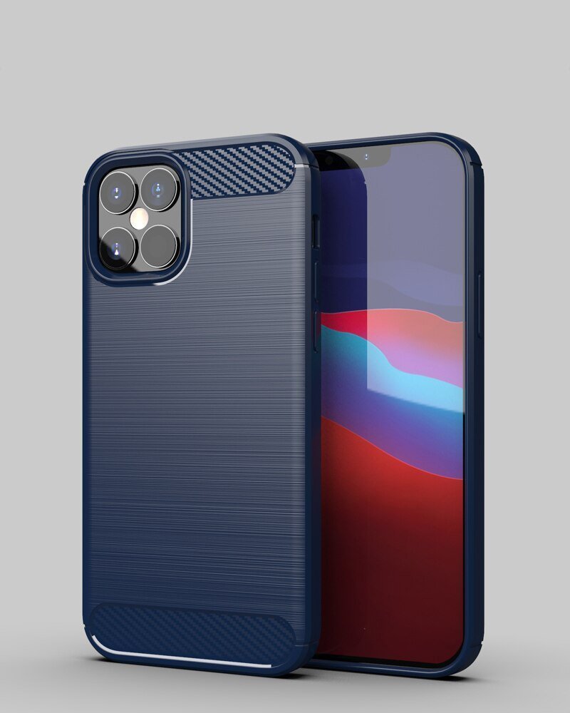 Capa carbono Capa flexível de TPU para iPhone 12 Pro Max azul