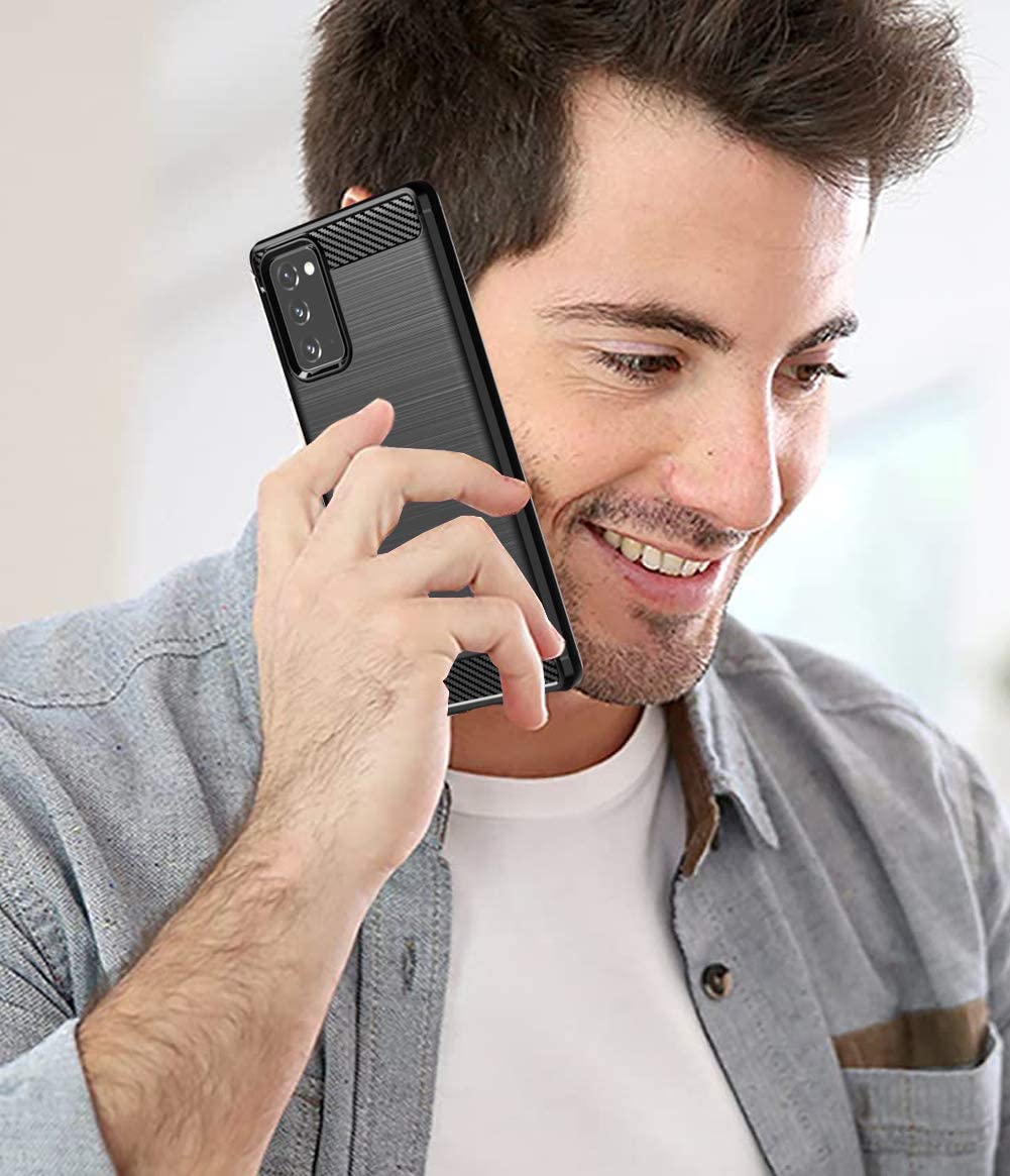 Capa carbono Capa flexível de TPU para Samsung Galaxy Note 20 azul