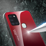 Tampa durável de vidro gradiente com parte traseira de vidro temperado Samsung Galaxy A21S rosa-roxo