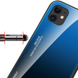 Tampa durável de vidro gradiente com parte traseira de vidro temperado iPhone 12 mini preto-vermelho