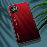 Tampa durável de vidro gradiente com fundo de vidro temperado iPhone 12 Pro Max preto-vermelho