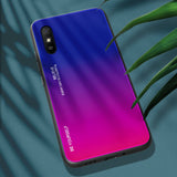 Tampa durável de vidro gradiente com parte traseira de vidro temperado Xiaomi Redmi 9A rosa-roxo