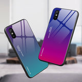 Tampa durável de vidro gradiente com parte traseira de vidro temperado Xiaomi Redmi 9A verde-roxo