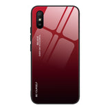 Tampa durável de vidro gradiente com parte traseira de vidro temperado Xiaomi Redmi 9A preto-vermelho